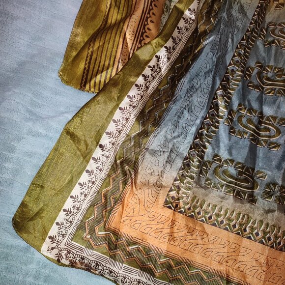 Silk Saree Sari Long Traditional 16 Feet Long Wrap Ethnic India Outfit Vintage - Picture 3 of 7